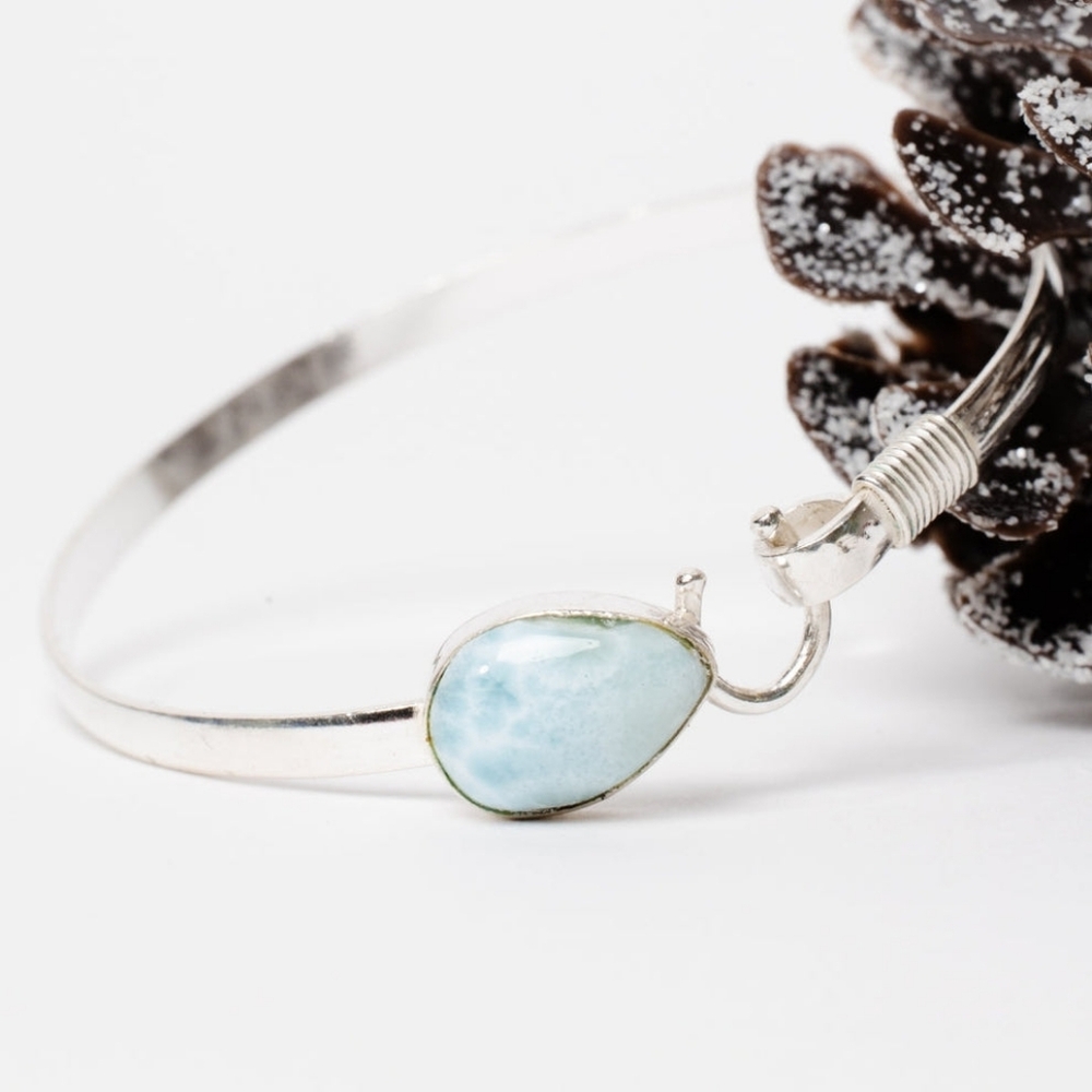 Sound of Freedom Larimar Stone Bracelet — Genuine Gemstone & 925 Sterling Silver